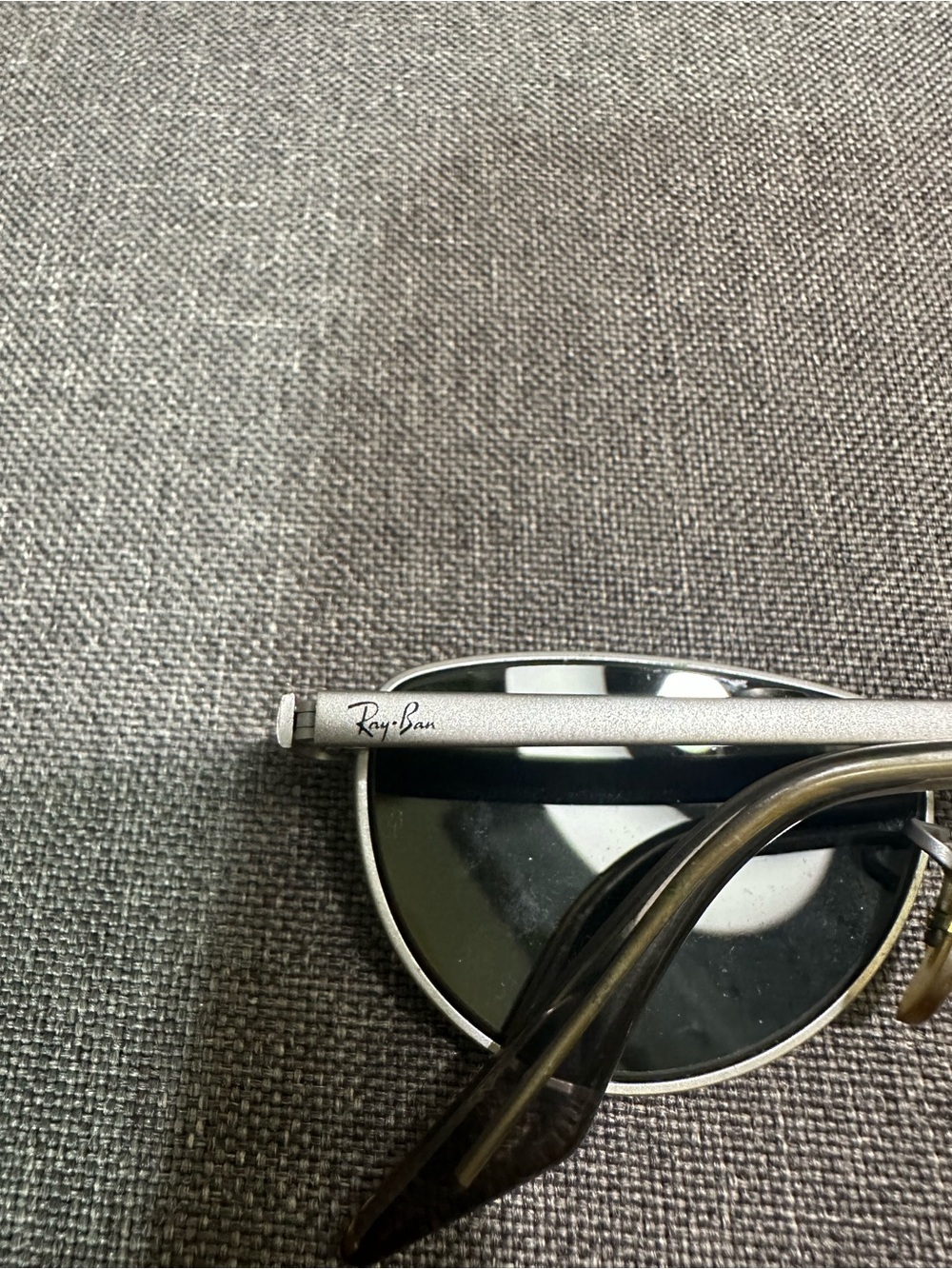 Ray-Ban Silver Oval Sunglasses with Dark Green Lenses - Picture 3 of 10